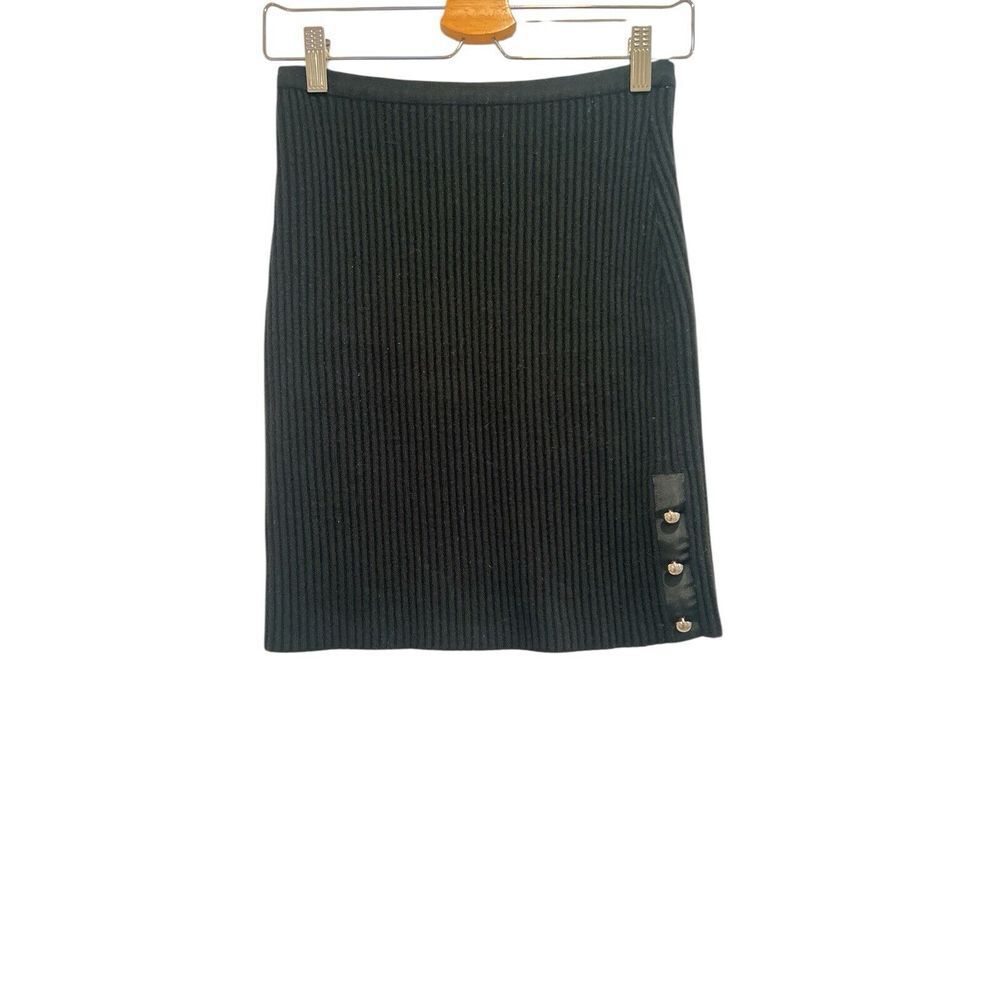 Wolford knit Sweater Wool‎ skirt Ribbed black With Buttons Small